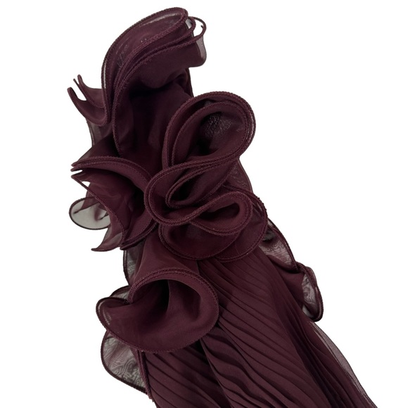 Mac Duggal Ruffle Tiered Cut Out Chiffon Gown Open Back Size 10 - Picture 5 of 10